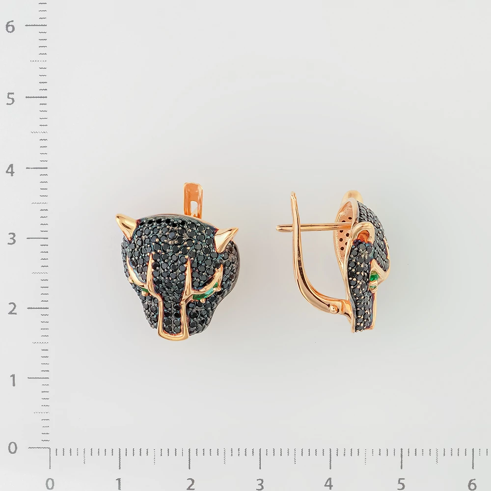 Серьги с фианитом из красного золота 585 пробы