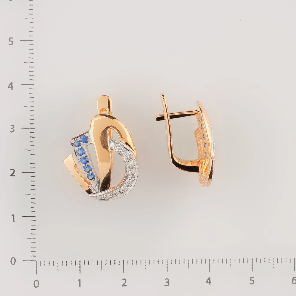 Серьги с сапфиром из красного золота 585 пробы