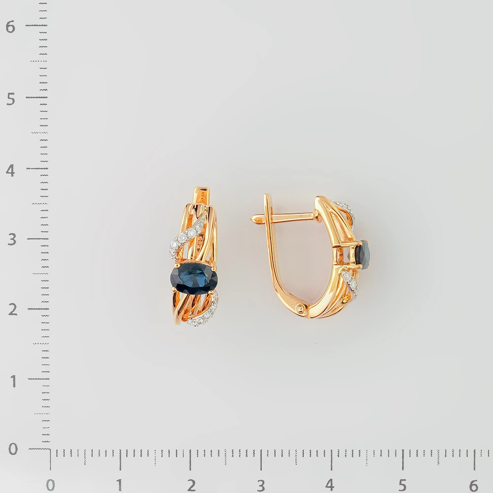 Серьги с сапфиром из красного золота 585 пробы
