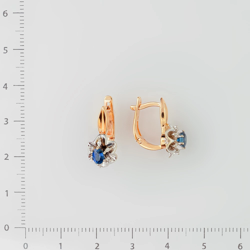 Серьги с сапфиром из желтого золота 585 пробы