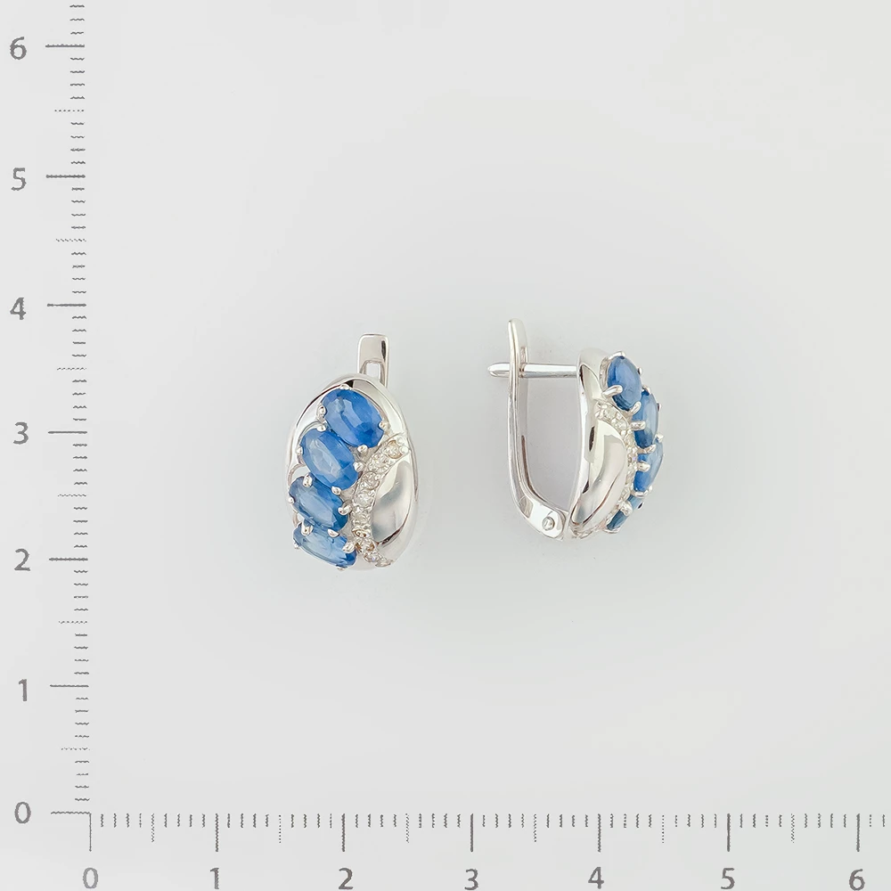 Серьги с сапфиром из белого золота 585 пробы