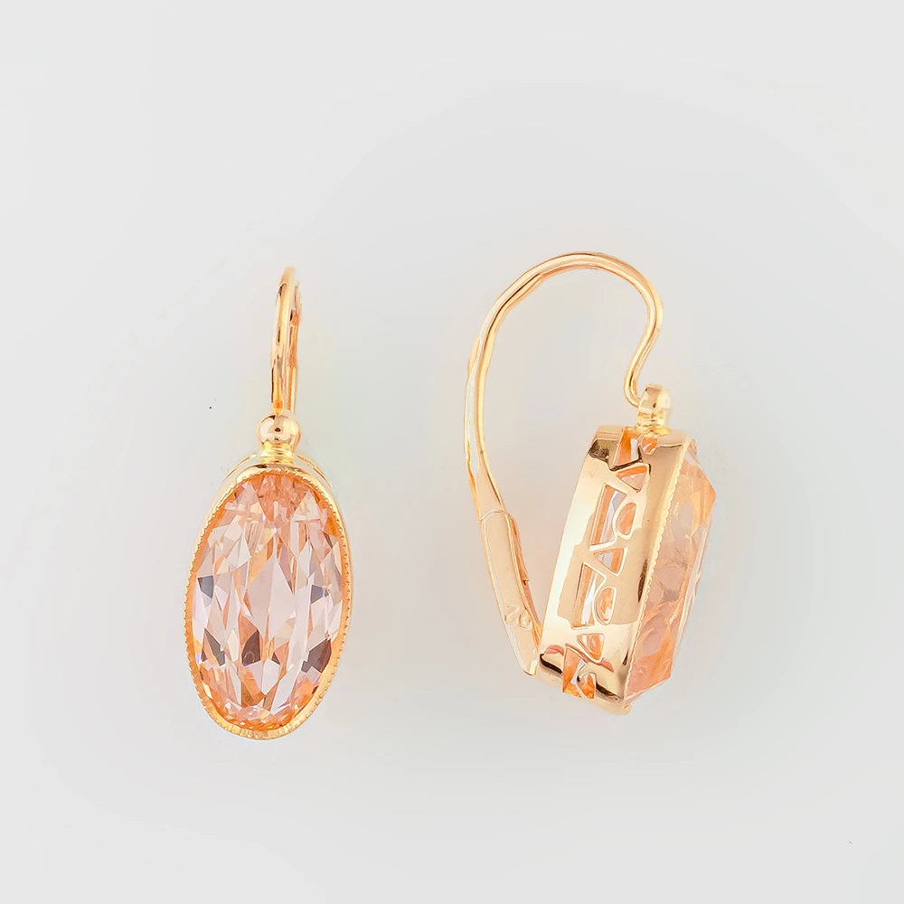 Серьги с корундом синтетическим из красного золота 583 пробы