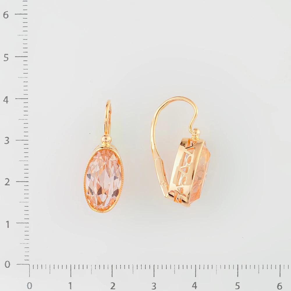 Серьги с корундом синтетическим из красного золота 583 пробы