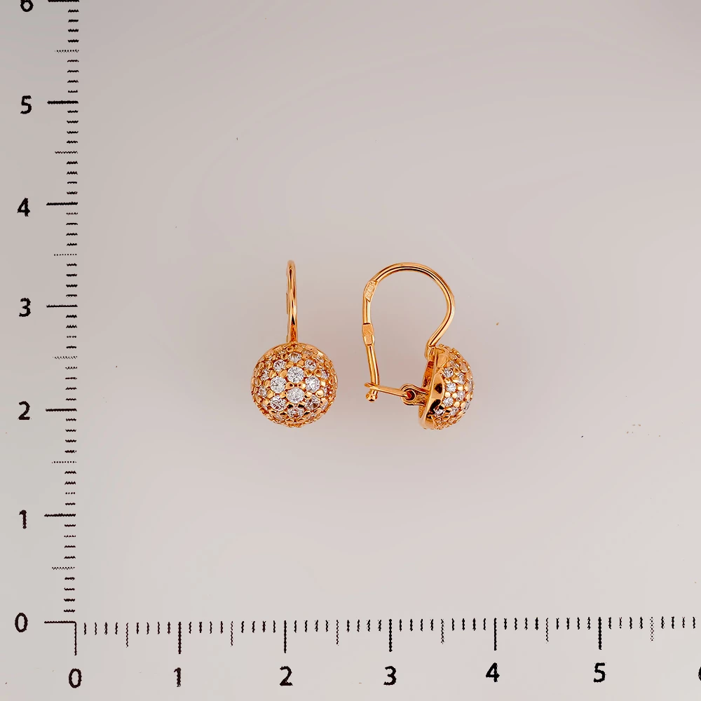 Серьги с фианитом из белого золота 585 пробы