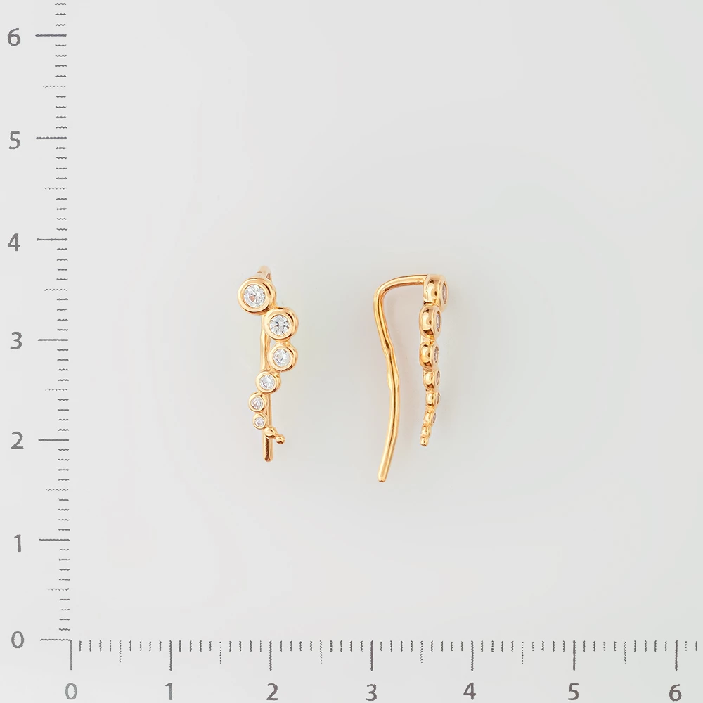 Серьги с фианитом из красного золота 585 пробы