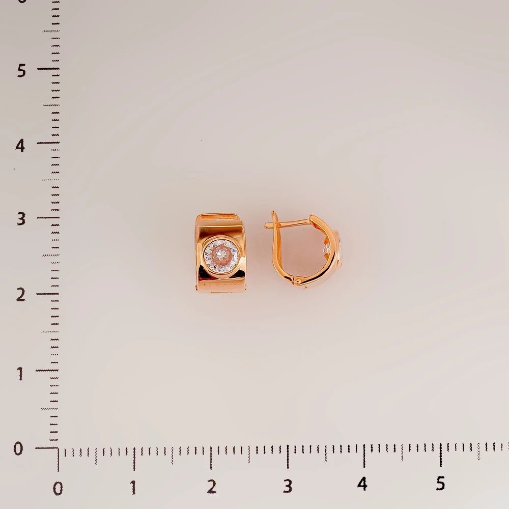 Серьги с фианитом из красного золота 585 пробы