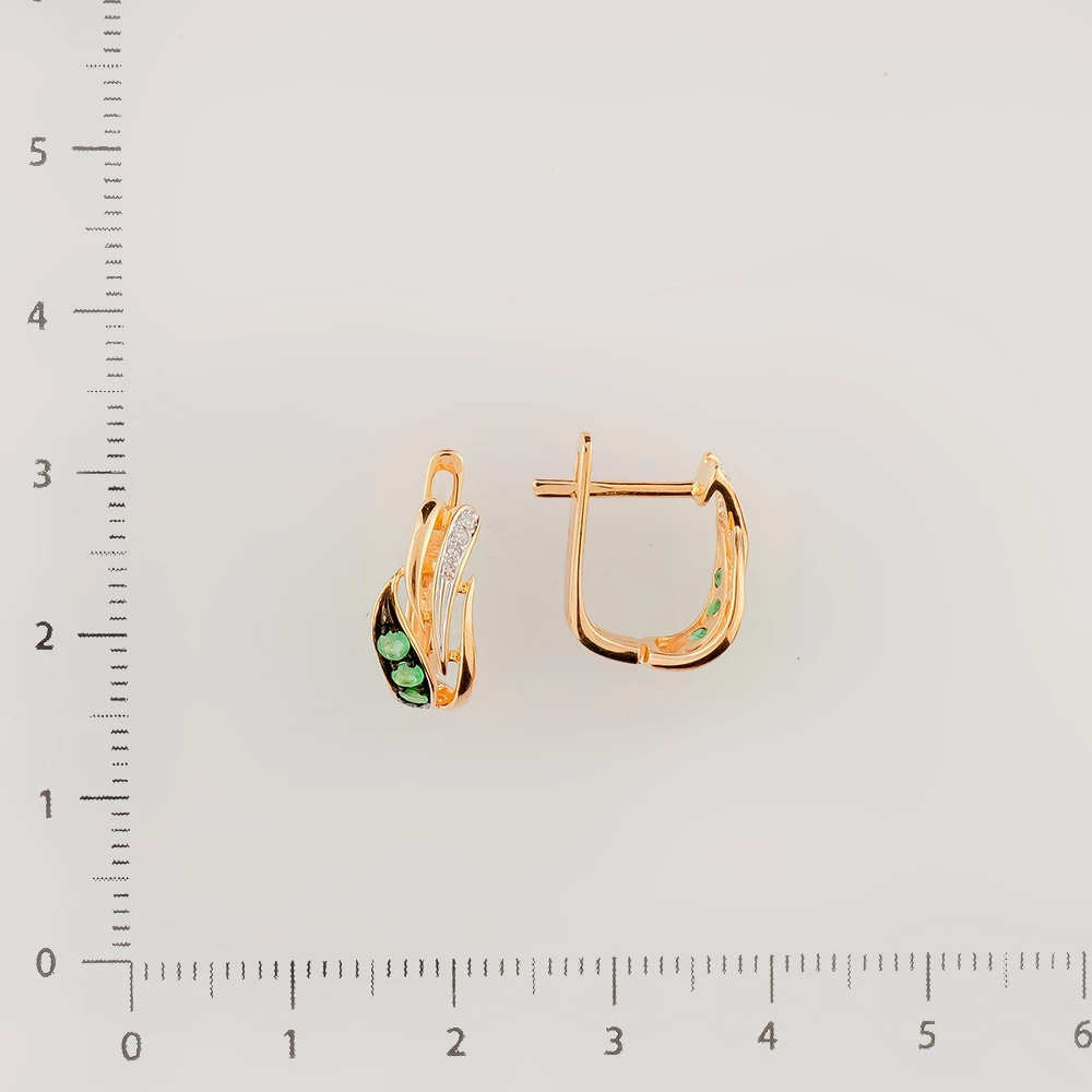 Серьги с изумрудом из красного золота 585 пробы