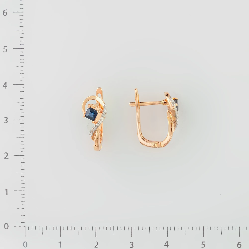 Серьги с сапфиром из красного золота 585 пробы