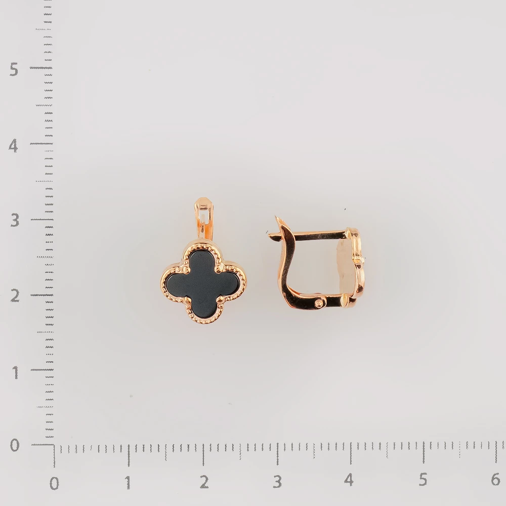 Серьги с агатом из красного золота 585 пробы