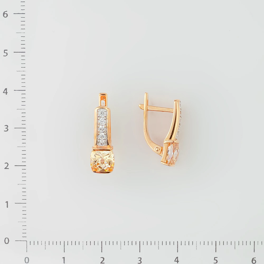 Серьги с ситаллом из красного золота 585 пробы