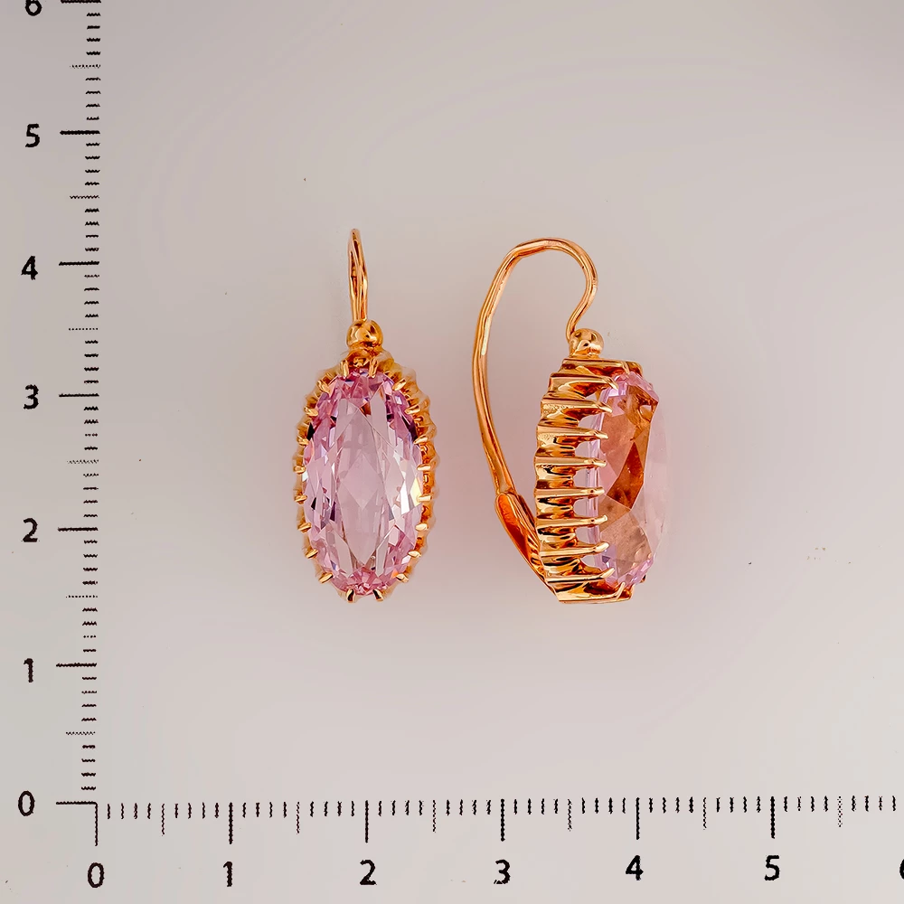 Серьги с корундом синтетическим из красного золота 583 пробы