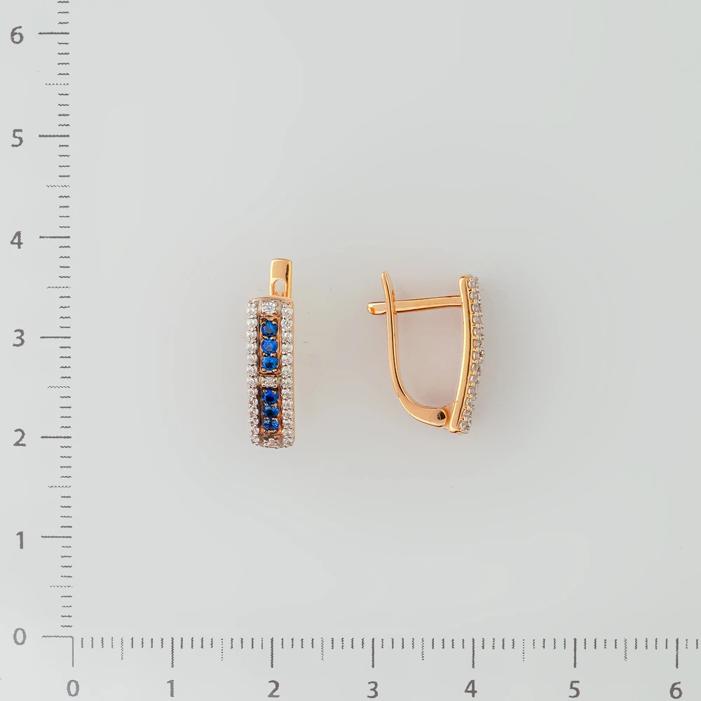 Серьги с сапфиром синтетическим из красного золота 585 пробы