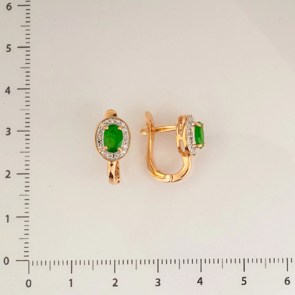Серьги с изумрудом из красного золота 585 пробы