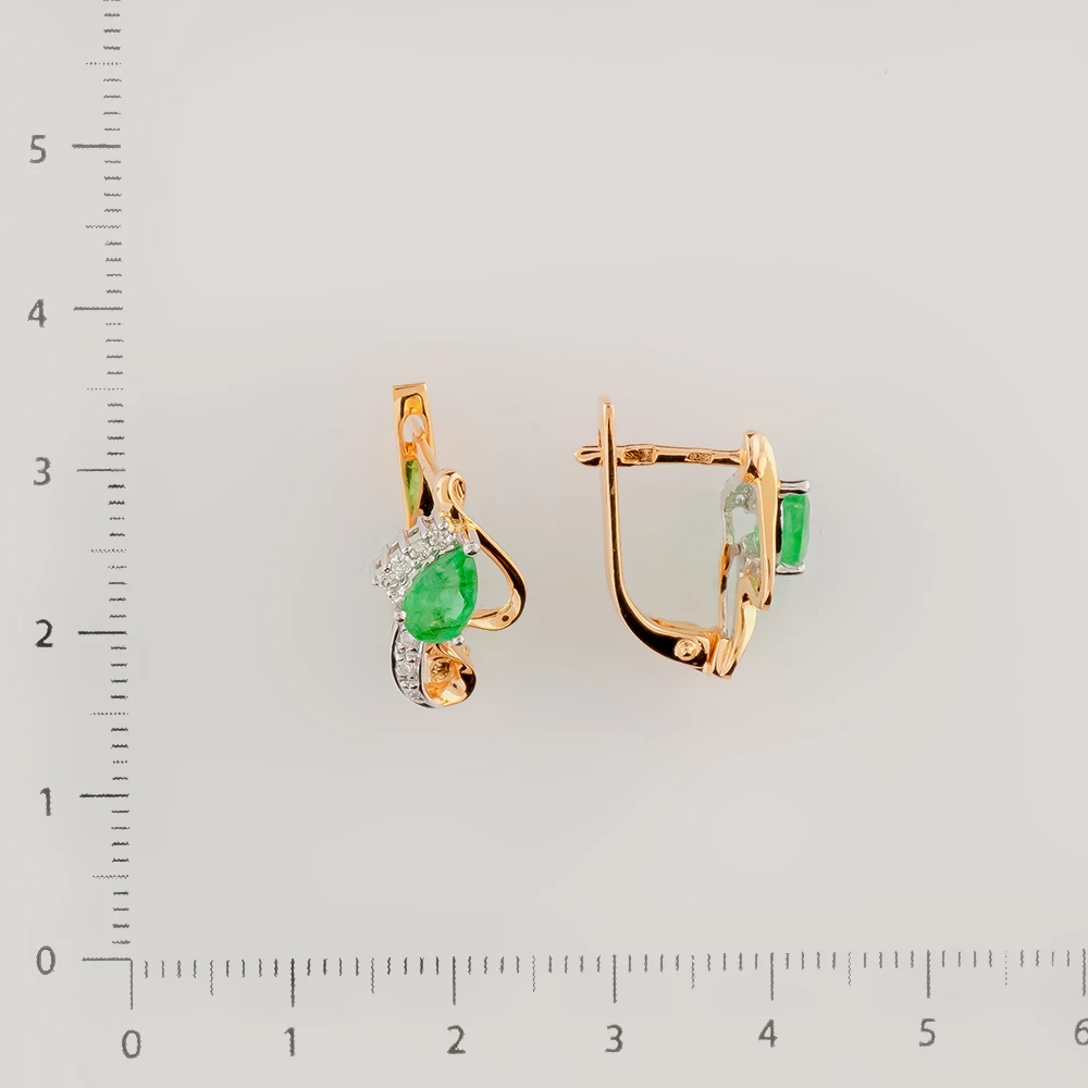 Серьги с изумрудом из красного золота 585 пробы