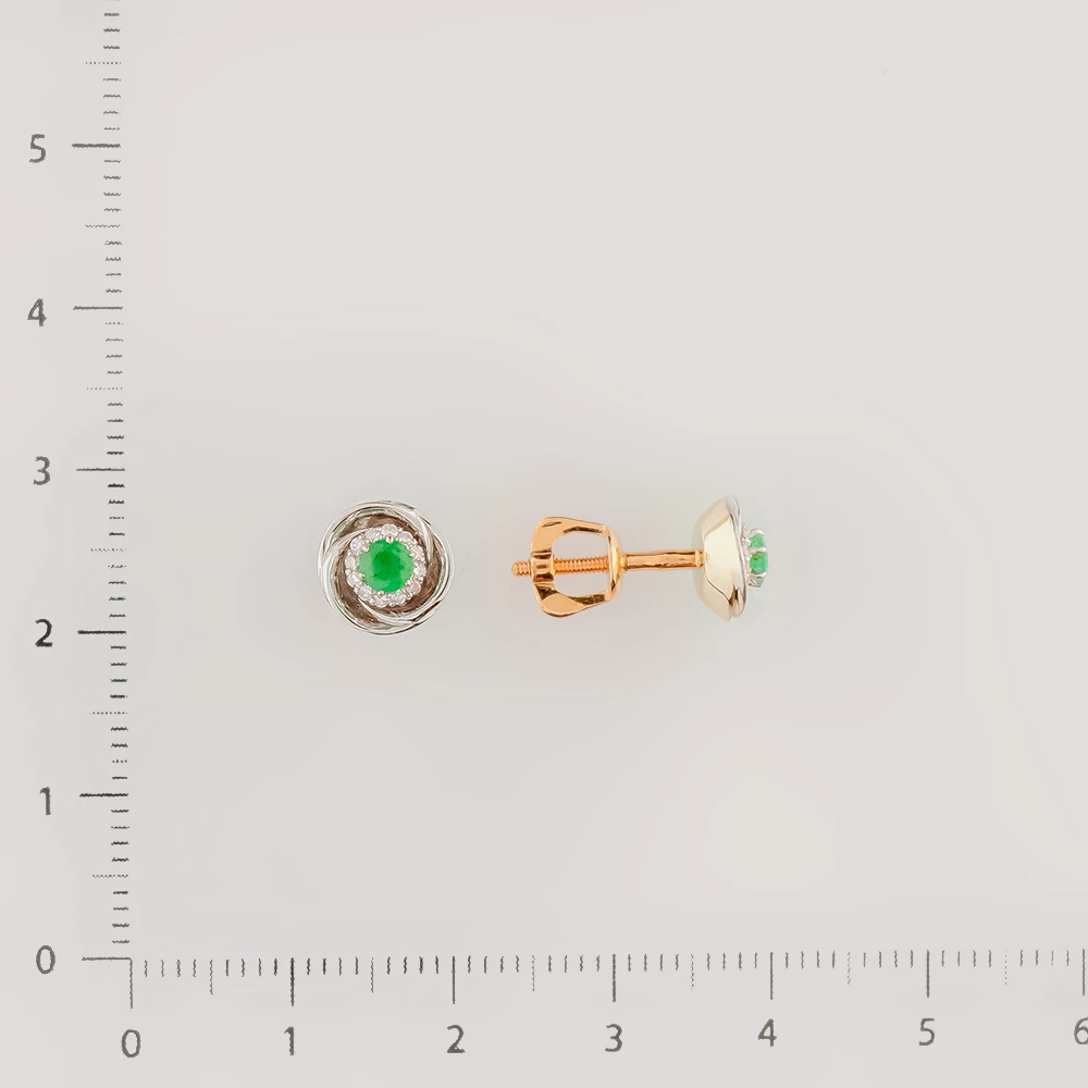 Серьги с изумрудом из красного золота 585 пробы