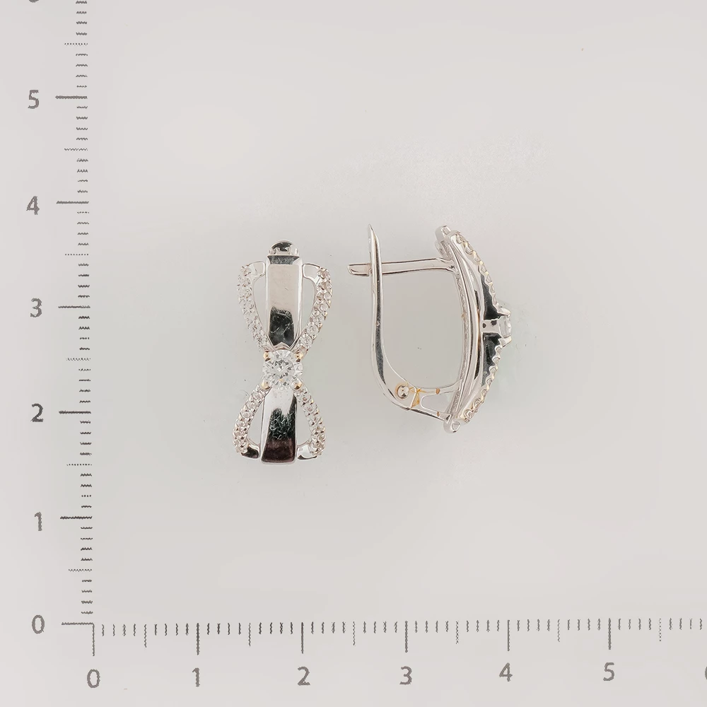 Серьги с фианитом из белого золота 585 пробы