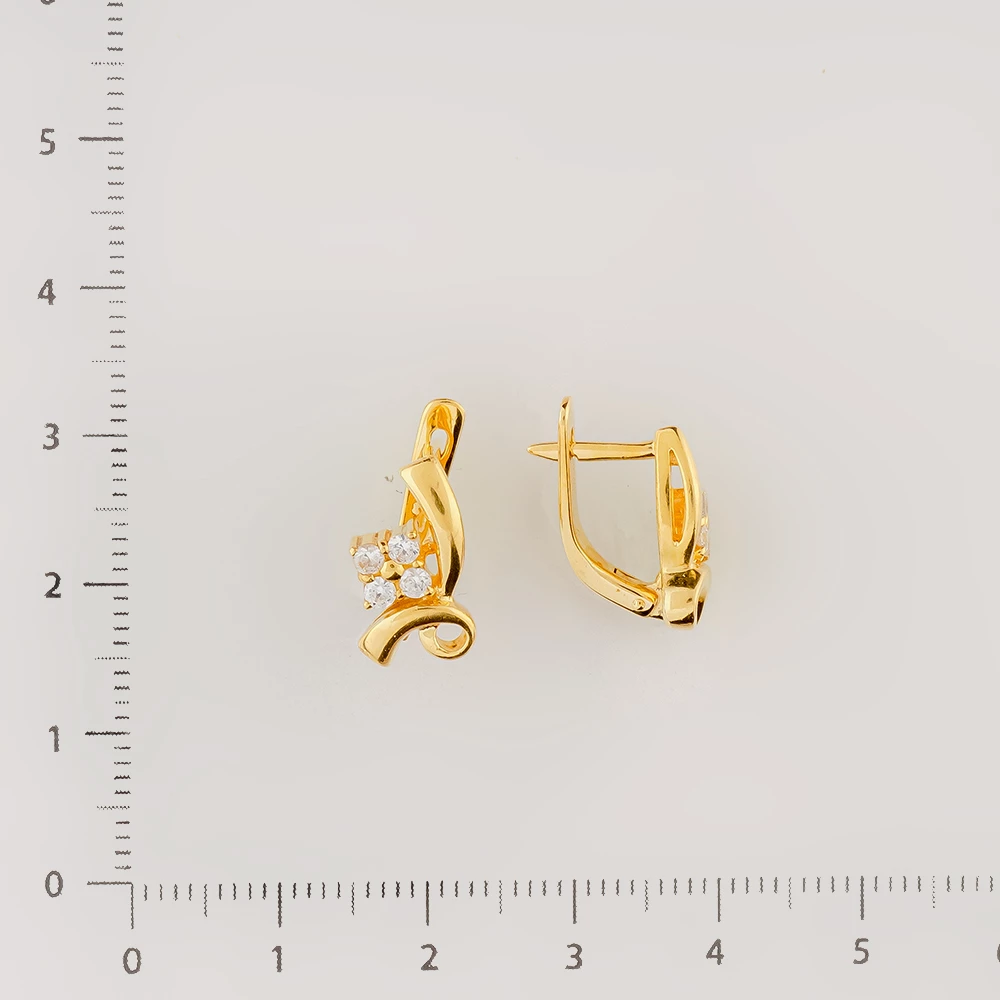 Серьги с фианитом из желтого золота 585 пробы
