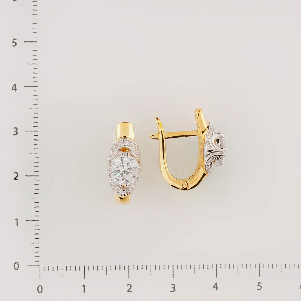 Серьги с фианитом из желтого золота 585 пробы