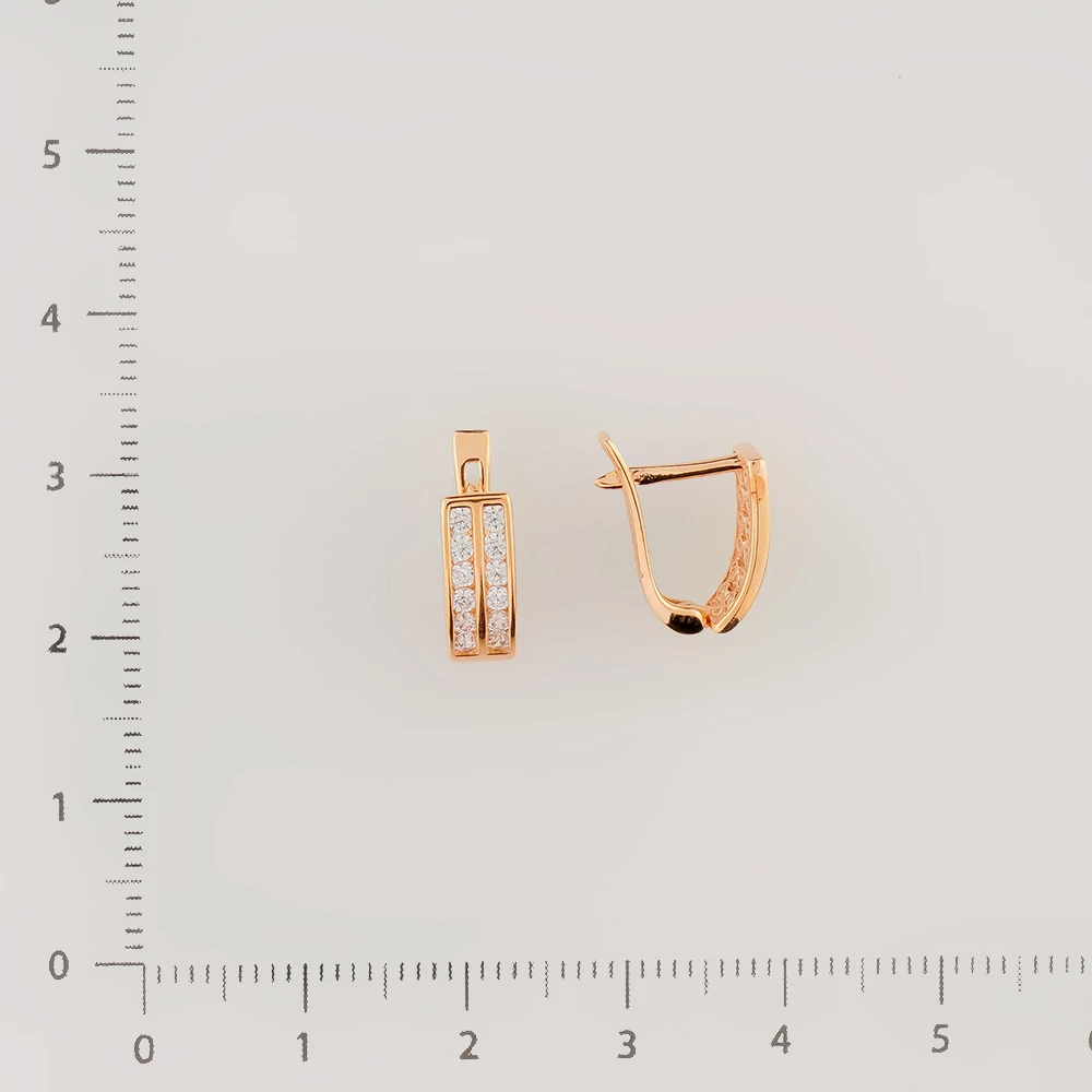 Серьги с фианитом из красного золота 585 пробы