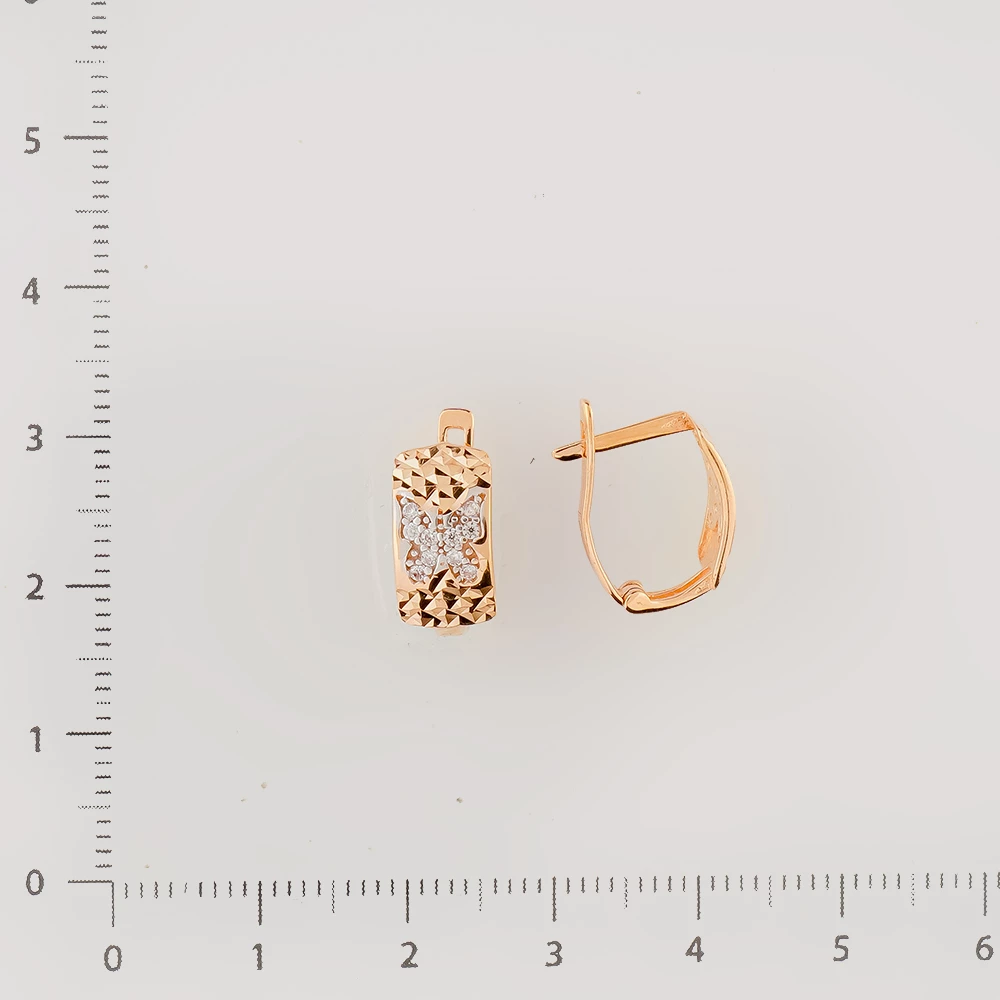 Серьги с фианитом из красного золота 585 пробы