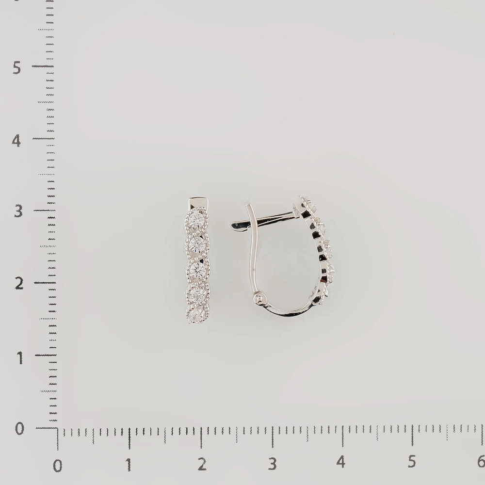 Серьги с фианитом из белого золота 585 пробы