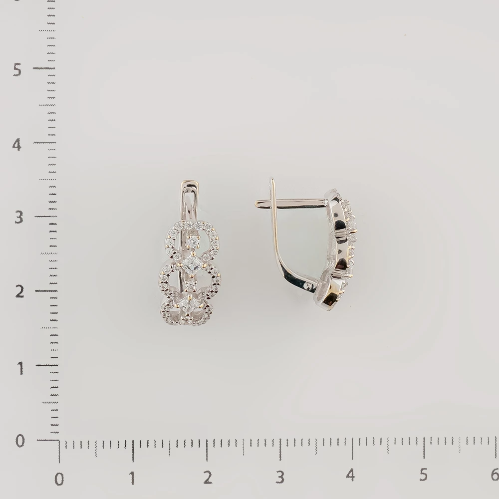 Серьги с фианитом из белого золота 585 пробы