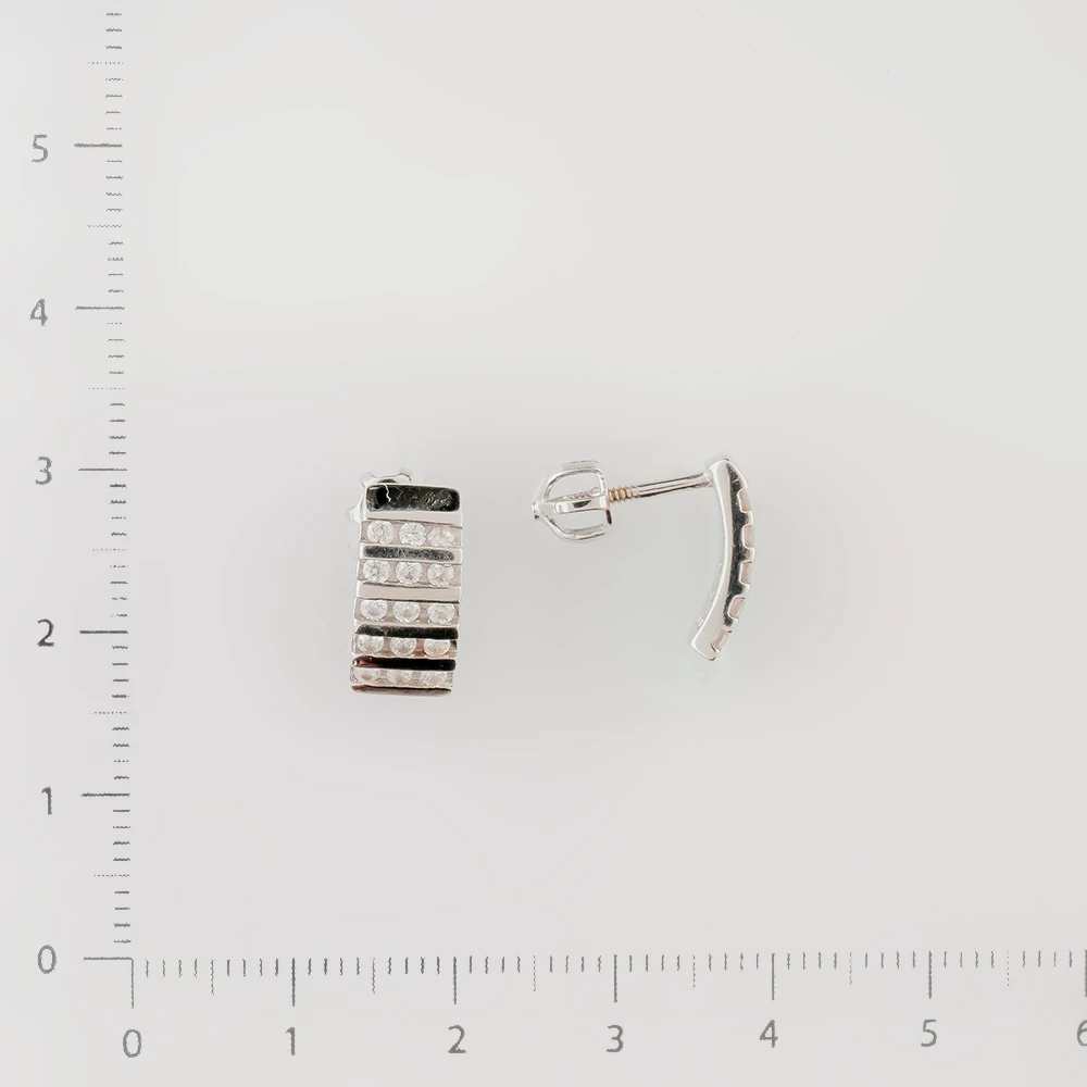 Серьги с фианитом из белого золота 585 пробы