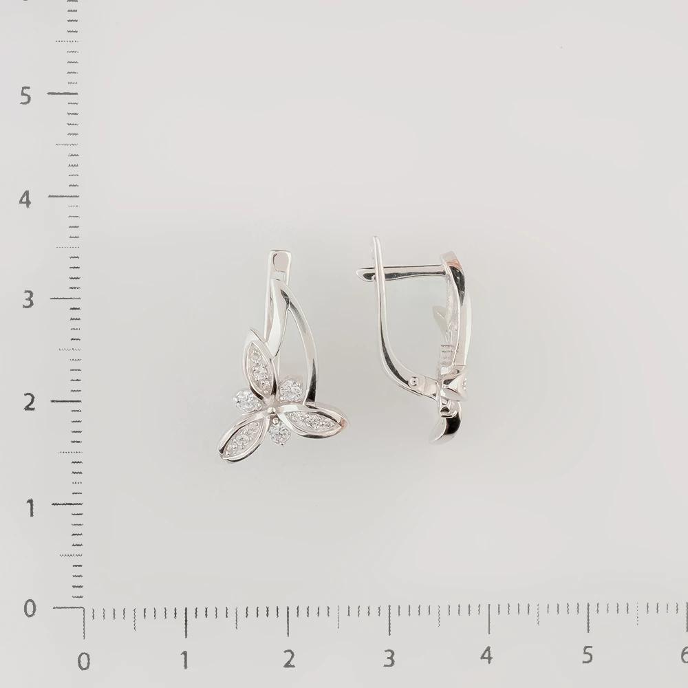 Серьги с фианитом из белого золота 585 пробы