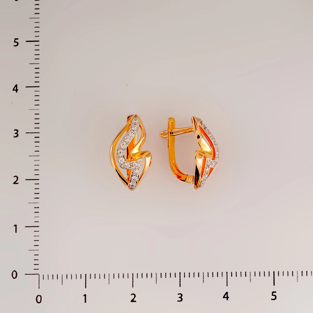 Серьги с фианитом из желтого золота 375 пробы