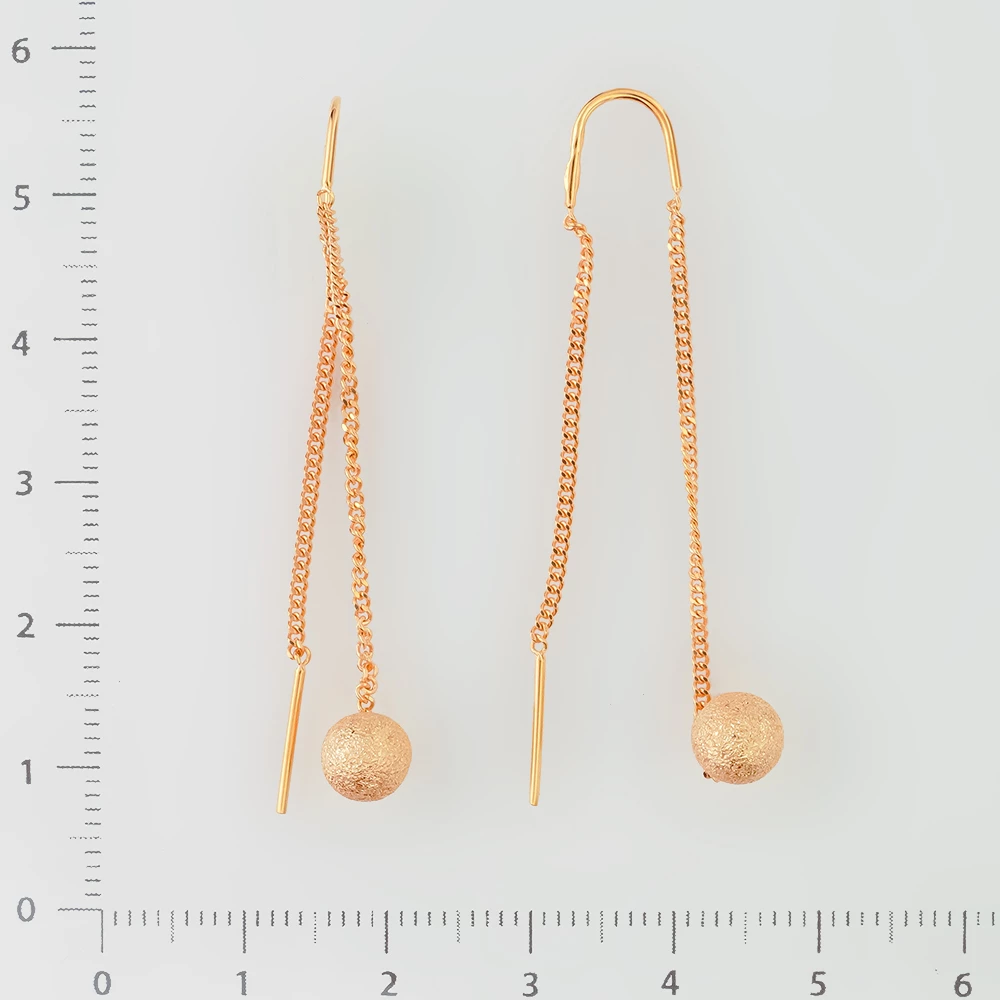 Серьги-продевки из красного золота 585 пробы