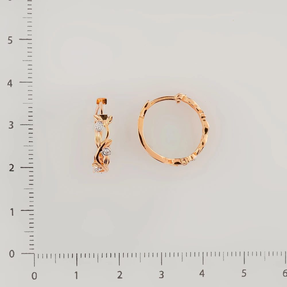 Серьги конго с фианитом из желтого золота 585 пробы