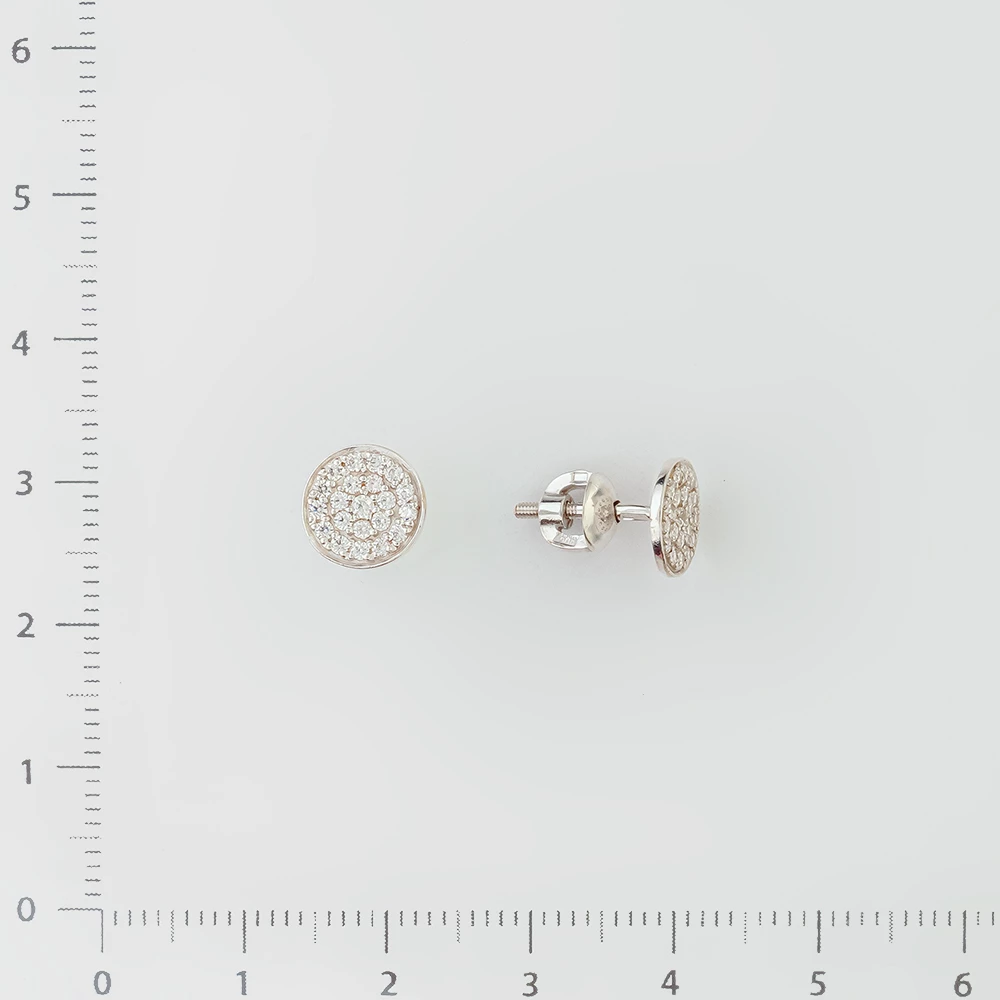 Серьги с фианитом из белого золота 585 пробы