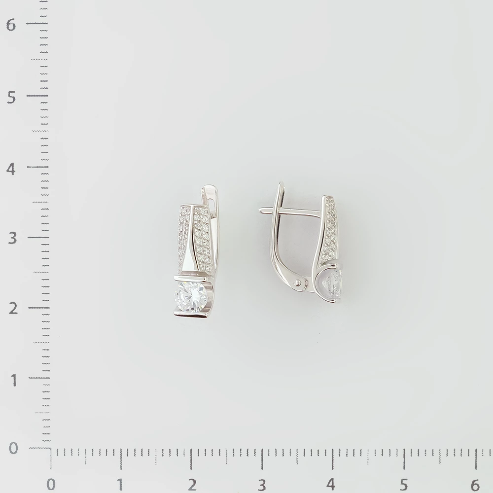 Серьги с фианитом из белого золота 585 пробы