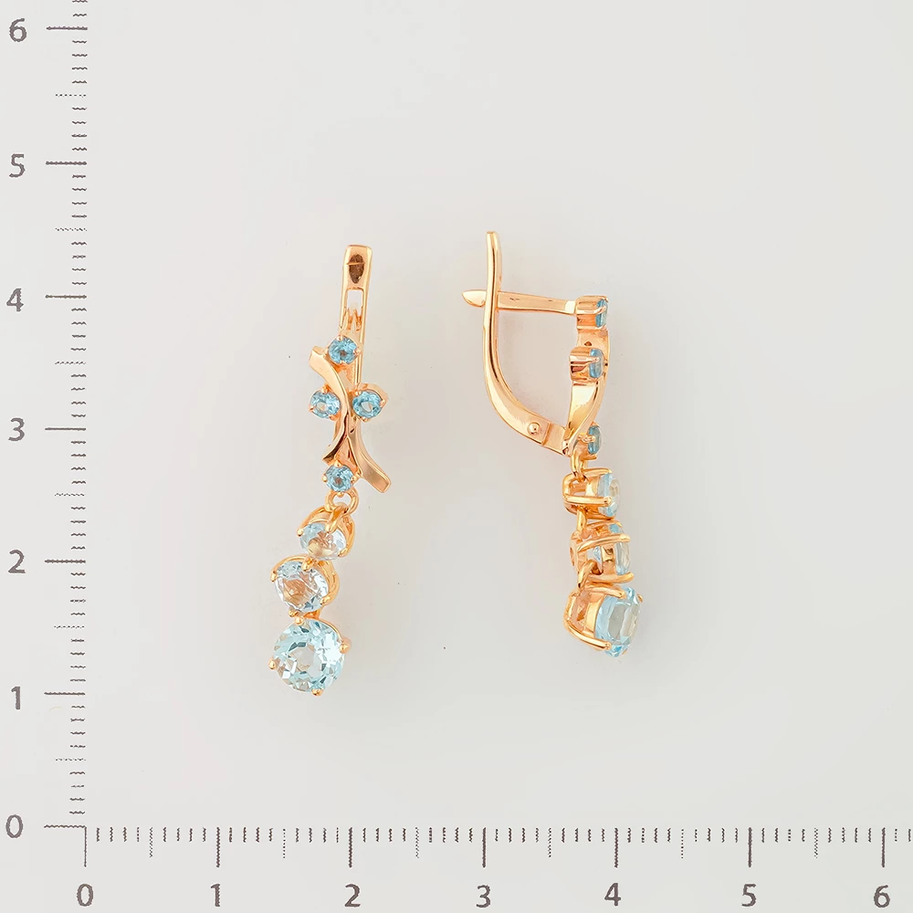 Серьги с топазом из красного золота 585 пробы
