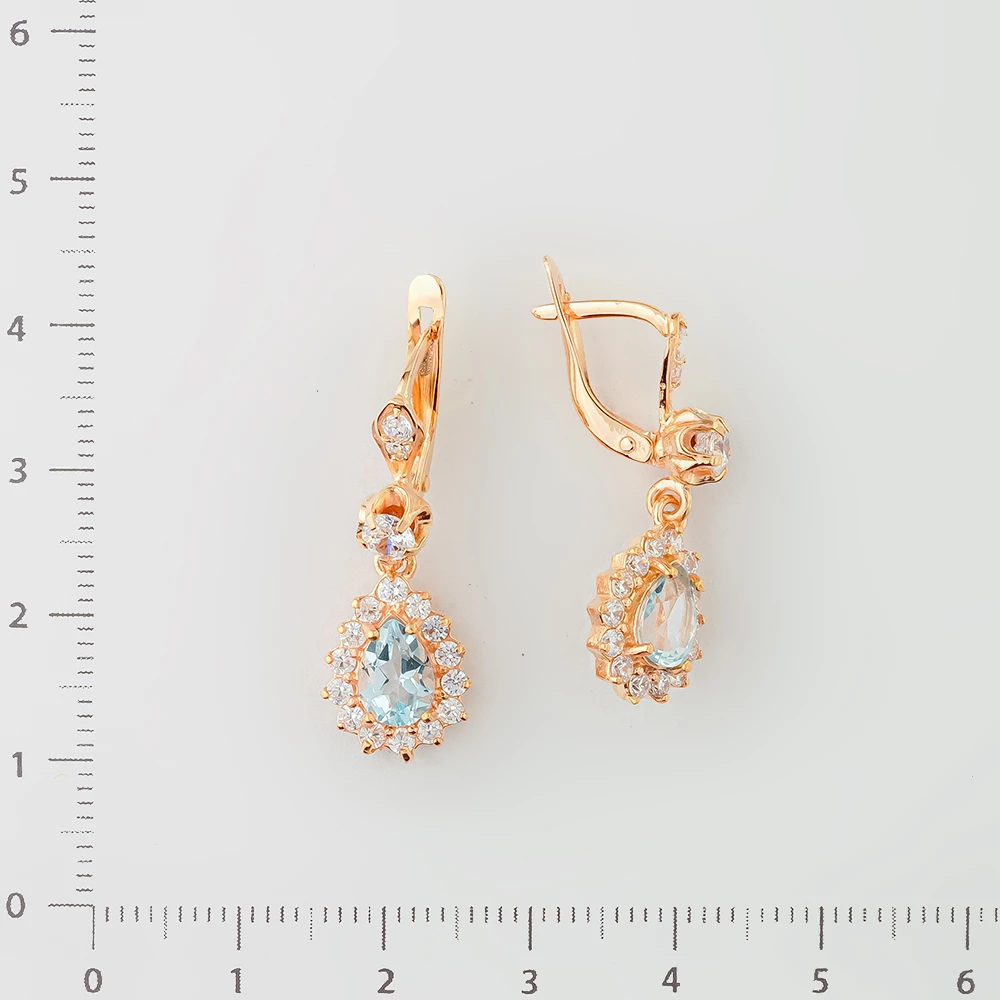 Серьги с топазом из красного золота 585 пробы