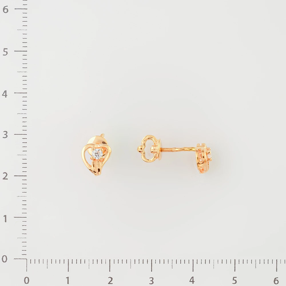 Серьги с фианитом из красного золота 585 пробы