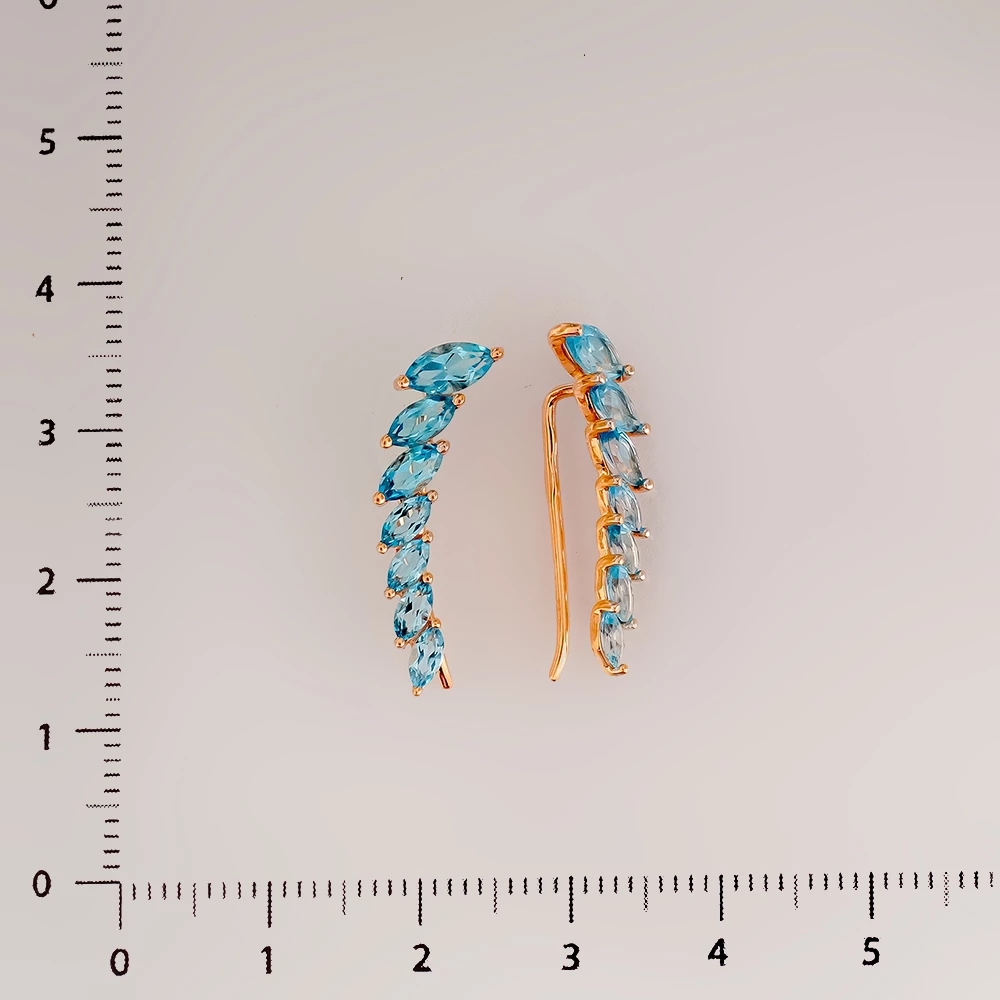 Серьги с топазом из красного золота 585 пробы