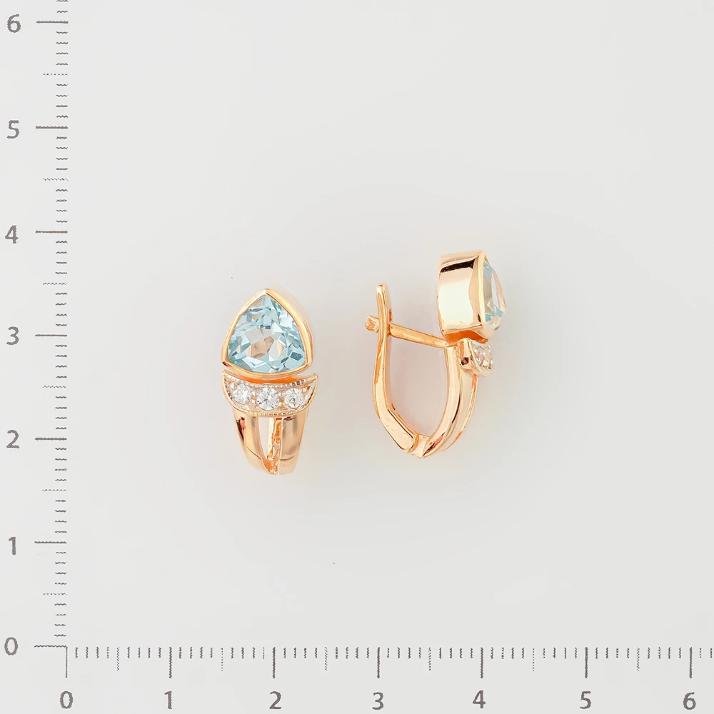 Серьги с топазом из красного золота 585 пробы