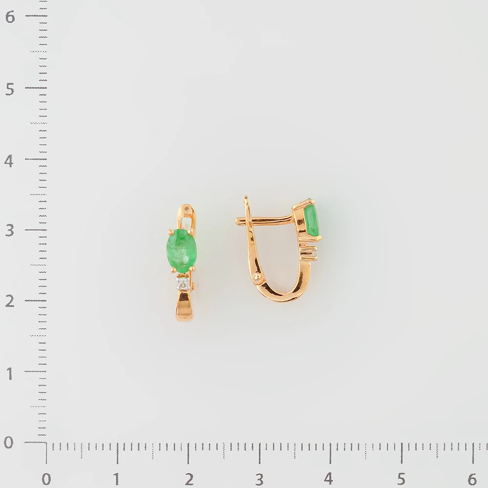 Серьги с изумрудом из красного золота 585 пробы