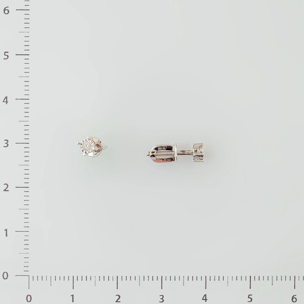 Серьги с бриллиантом из белого золота 585 пробы