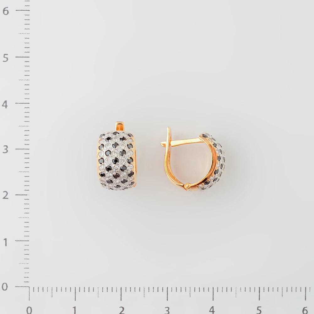 Серьги с фианитом из красного золота 585 пробы
