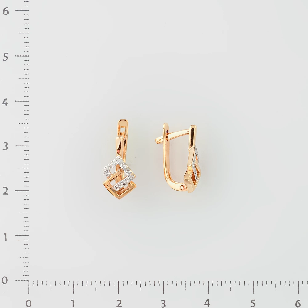 Серьги с фианитом из красного золота 375 пробы