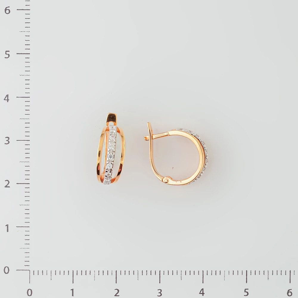 Серьги с фианитом из красного золота 585 пробы