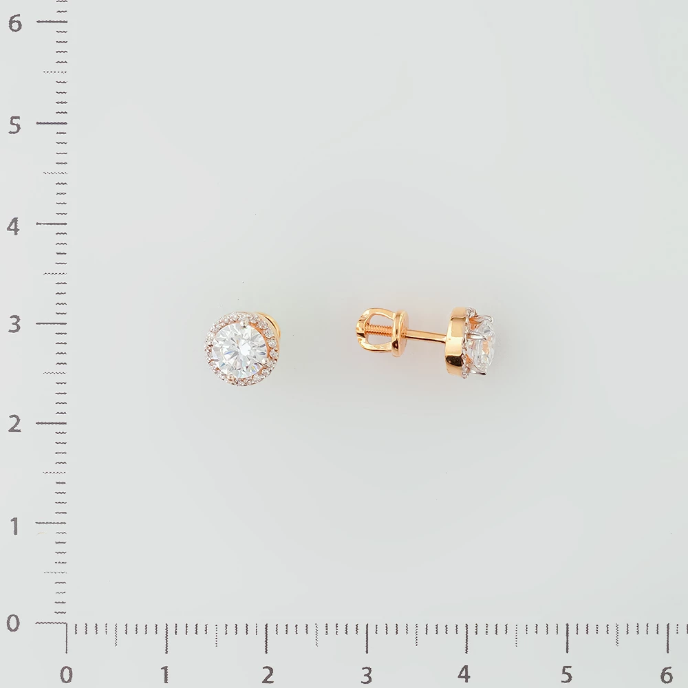 Серьги с фианитом из красного золота 585 пробы