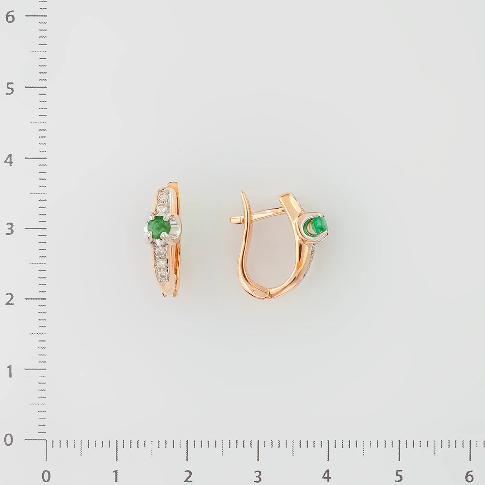 Серьги с изумрудом из красного золота 585 пробы