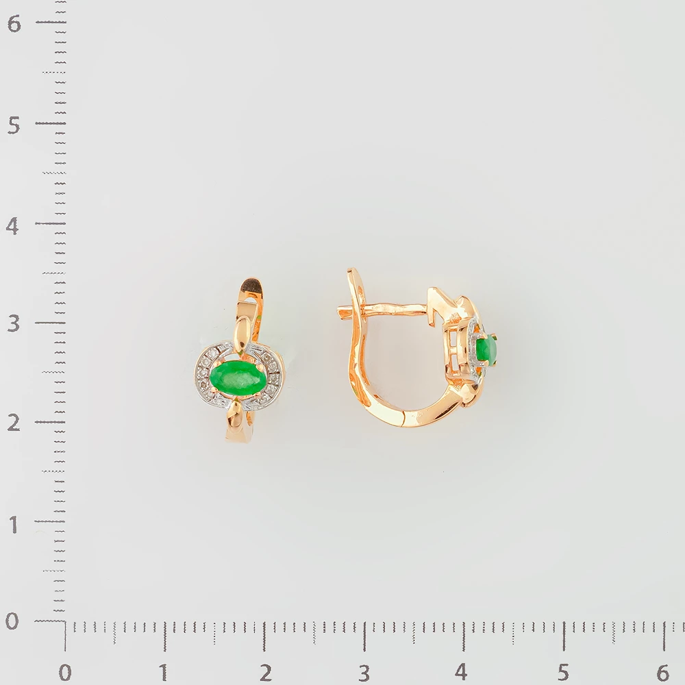 Серьги с изумрудом из красного золота 585 пробы