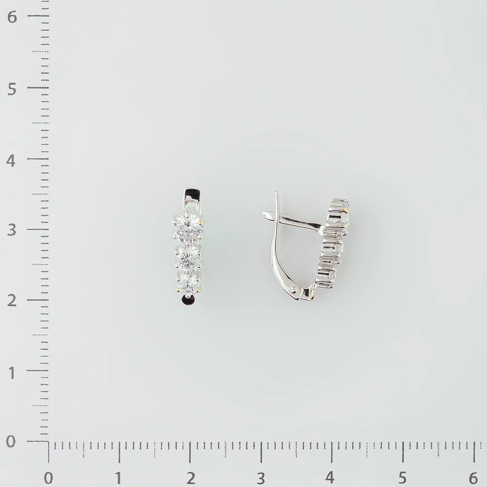 Серьги с фианитом из белого золота 585 пробы