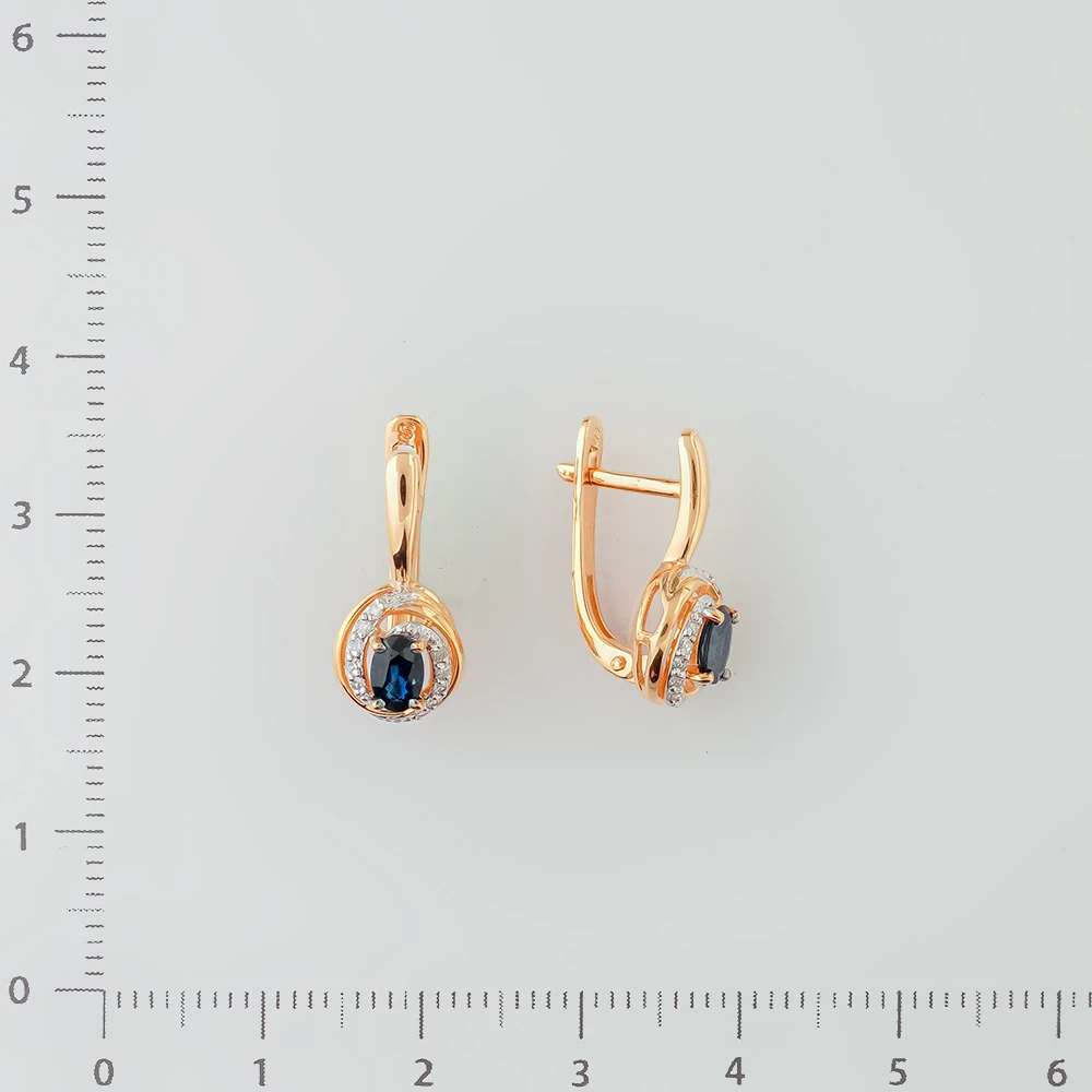 Серьги с сапфиром из красного золота 585 пробы
