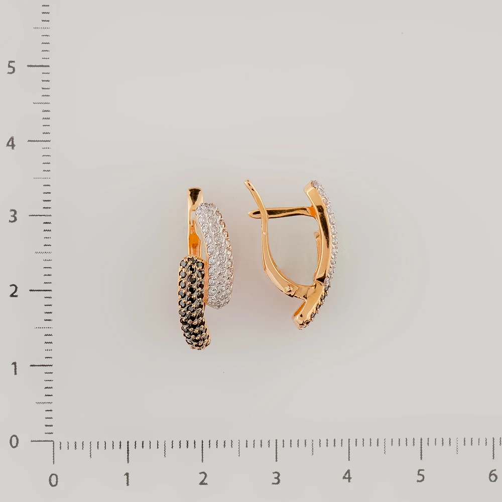 Серьги с фианитом из красного золота 585 пробы