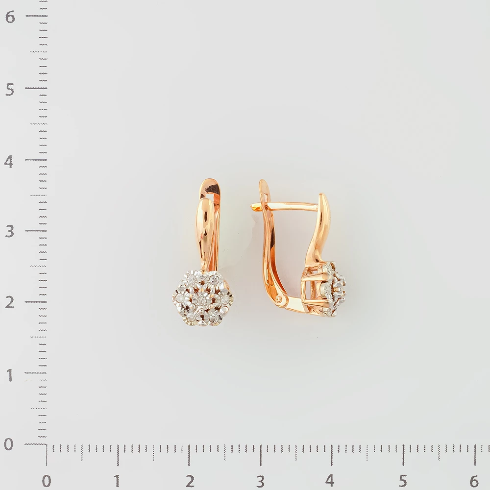 Серьги с бриллиантом из красного золота 375 пробы